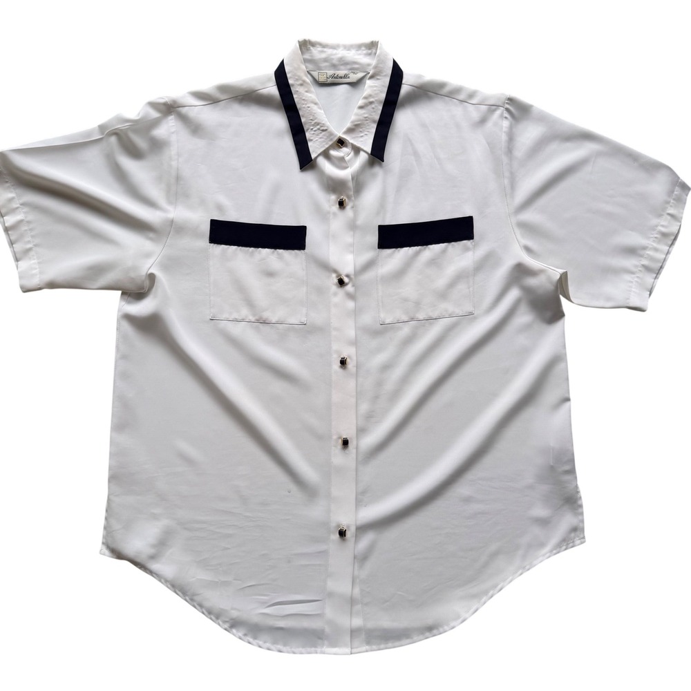 Vintage Antonella Short Sleeve Blouse Preppy Old Money Light Academia Sz 13/14